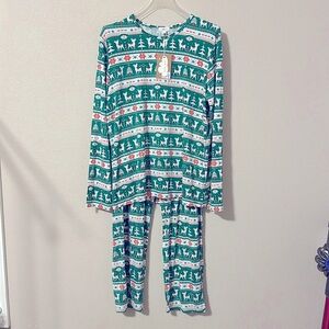 Angel Dear Deer Fair Isle 2pc‎ PJ Set Sz Adult Small NWT